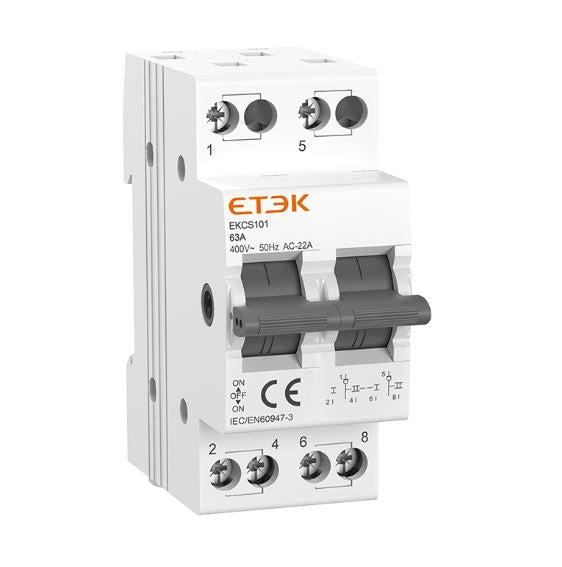Interruptor de transferencia manual (MTS) ETEK EKCS101 ignífugo montaje en carril DIN