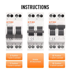 Interruptor de transferencia manual (MTS) ETEK EKCS101 montaje en carril DIN
