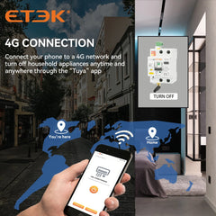 Interruptor diferencial inteligente ETEK EKR3L 1P+N Tipo A 30mA 230V con rearme automático y control remoto vía app Tuya