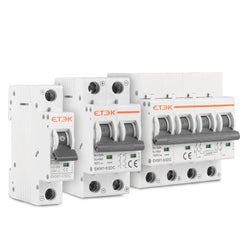 Interruptor magnetotérmico en DC ETEK EKM1-63DC 2P/4P 6kA 500/1000V, montaje en carril DIN