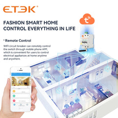 Magnetotérmico inteligente ETEK EKR3 16–63A 230V con control vía app Tuya/Smart Life