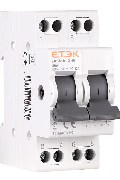 Interruptor de transferencia manual (MTS) ETEK EKCS101 montaje en carril DIN