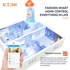 Interruptor magnetotérmico inteligente ETEK EKR3 16 hasta 63A con control remoto vía app Tuya
