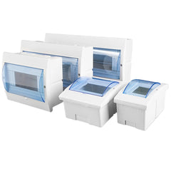 Caja de distribución interior 2 a 16 circuitos con tapa transparente
