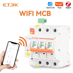 Interruptor magnetotérmico inteligente ETEK EKR3 16 hasta 63A con control remoto vía app Tuya