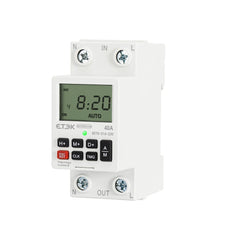 Temporizador digital programable 230V con batería de respaldo, montaje en carril DIN