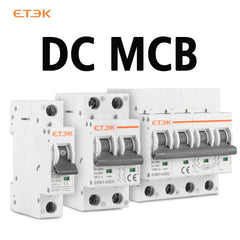 Interruptor magnetotérmico en DC ETEK EKM1-63DC 2P/4P 6kA 500/1000V, montaje en carril DIN