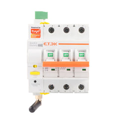 Interruptor magnetotérmico inteligente ETEK EKR3 16 hasta 63A con control remoto vía app Tuya