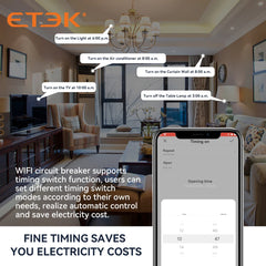 Interruptor diferencial inteligente ETEK EKR3L 1P+N Tipo A 30mA 230V con rearme automático y control remoto vía app Tuya
