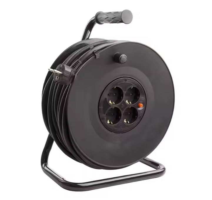 Carrete Alargador de Cable 40m 3x1.5mm con sistema Anti-Twist Negro