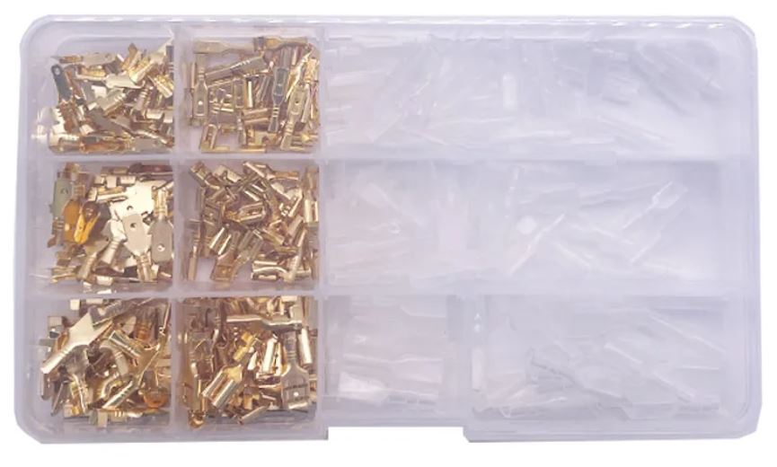 Kit Surtido de Terminales Faston de Cobre Aislados (270 Uds.) - Conexiones Eléctricas Macho/Hembra