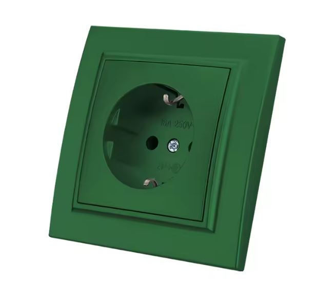 Enchufe pared verde esmeralda simple para empotrar
