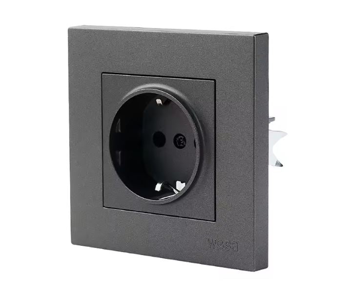 Enchufe de Pared gris simple o doble para empotrar