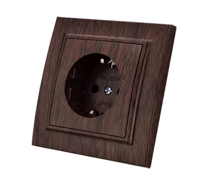 Enchufe pared madera marrón simple para empotrar