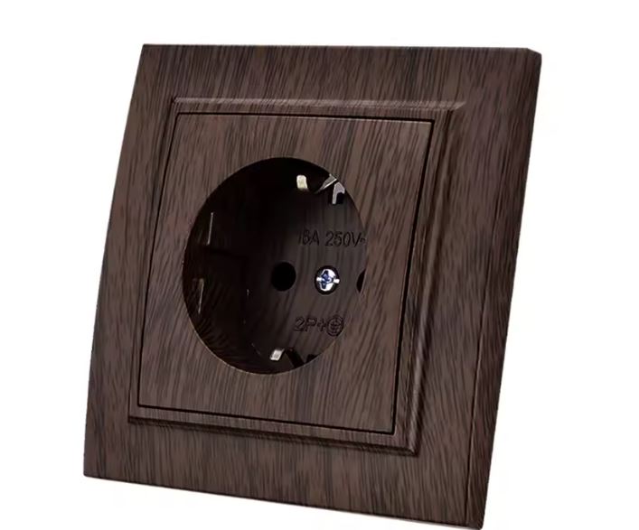 Enchufe de pared simple o doble madera para empotrar