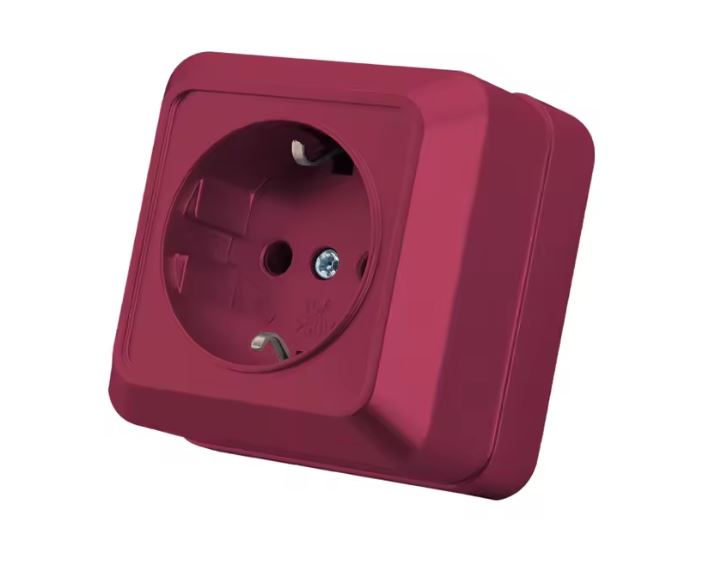 Enchufe pared rojo simple o doble de superficie