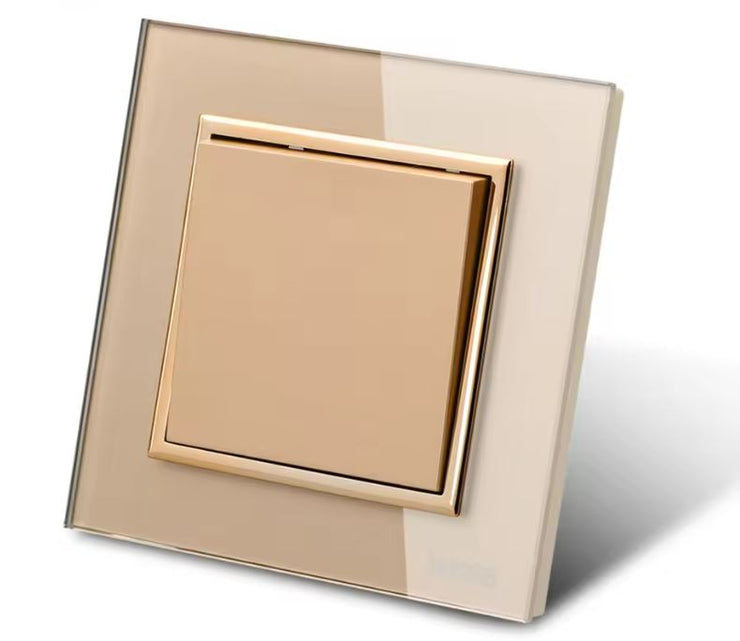 Interruptor cristal templado dorado simple o doble para empotrar