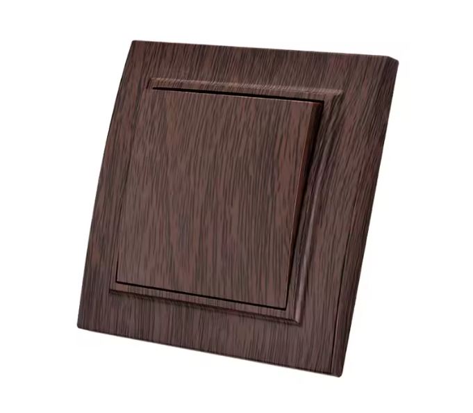 Interruptor efecto madera marrón simple o doble para empotrar