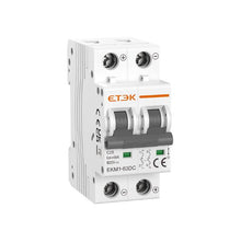 Interruptor magnetotérmico en DC ETEK EKM1-63DC 2P/4P 6kA 500/1000V, montaje en carril DIN