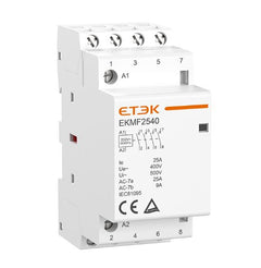 Contactor modular ETEK EKMF 3P+N 25–63A 400V AC, montaje en carril DIN
