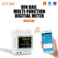 Medidor Multifunción Inteligente ETEK EKD52 6 en 1 | Montaje en Carril DIN | Monitoreo de Voltaje, Corriente, Potencia, Energía, Frecuencia y Factor de Potencia | 100A | App TUYA