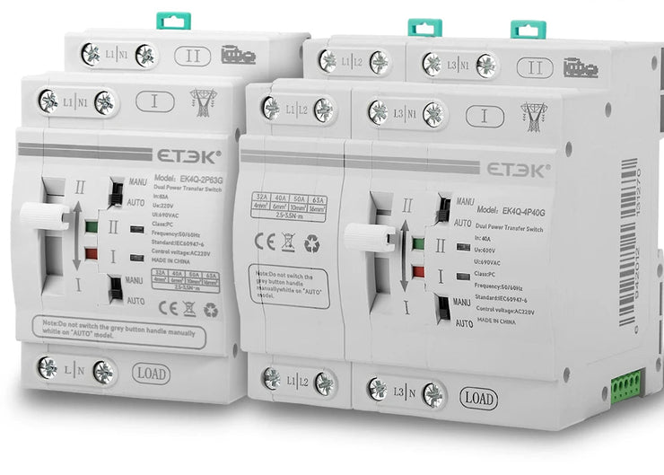 Interruptor de transferencia automático(ATS) ETEK EK4Q montaje en carril DIN, <50ms