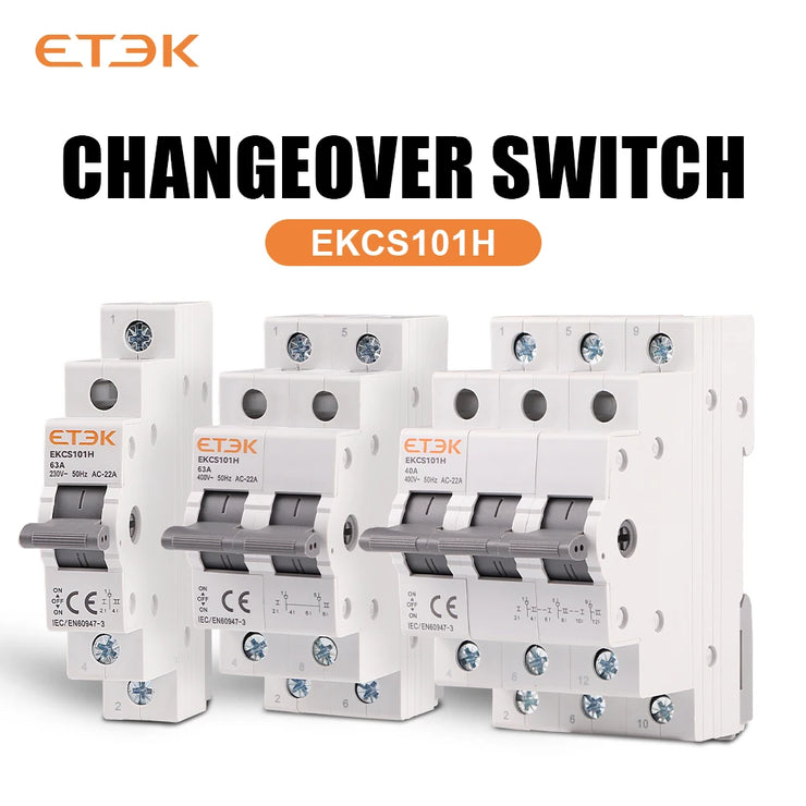 Interruptor de transferencia manual (MTS) ETEK montaje en carril DIN