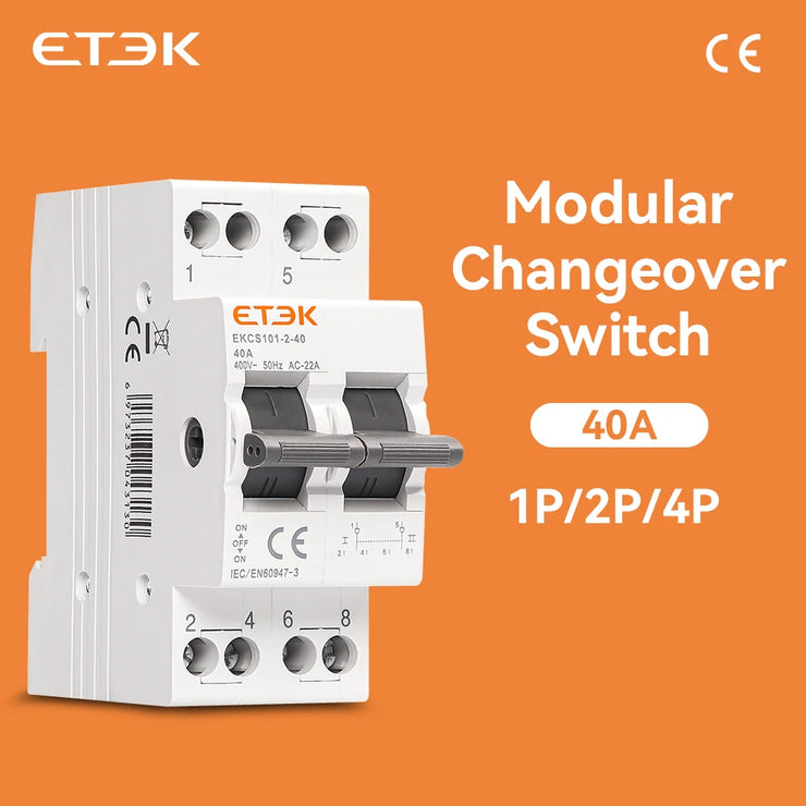 Interruptor de transferencia manual (MTS) ETEK EKCS101 montaje en carril DIN