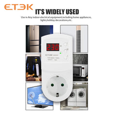 Enchufe protector de sobretensión ETEK EKCZ con pantalla LED y rearme automático