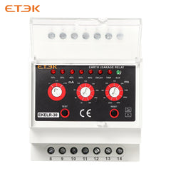 Relé de fugas a tierra ETEK EKELR-30 30mA/30A 230V, ajustable con retardo AC