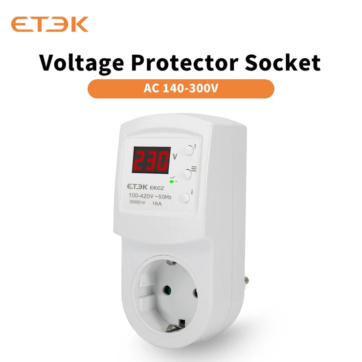 Enchufe programable con protección de sobretensión y subtensión ETEK EKCZ 16A 230V