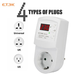 Enchufe programable con protección de sobretensión y subtensión ETEK EKCZ 16A 230V