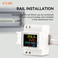 Medidor multifunción 6 en 1 ETEK EKD52-2066 hasta 100A, montaje en carril DIN