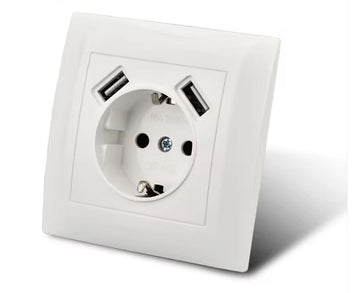 Enchufe de pared blanco con USB