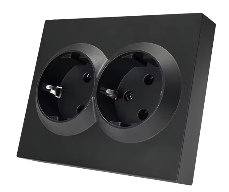 Enchufe de Pared Doble de 16A Negro