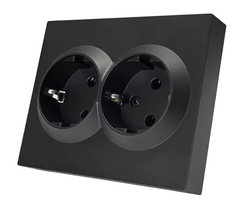 Enchufe de Pared Doble de 16A Negro